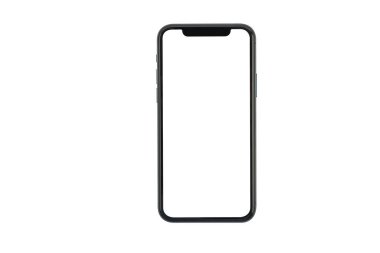 Yeni yorum-in ince smartphone ile boş bir beyaz ekran