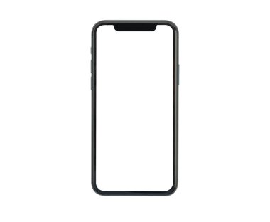 Yeni yorum-in ince smartphone ile boş bir beyaz ekran