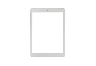 Beyaz tablet bilgisayar üzerinde beyaz arka plan üzerinde izole