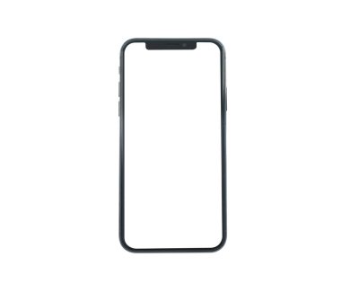 Yeni akıllı telefon Xs ile boş perde beyaz arka plan üzerinde izole. Düz yatıyordu, en iyi görünümü.