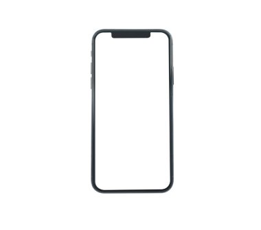 Yeni akıllı telefon Xs ile boş perde beyaz arka plan üzerinde izole. Düz yatıyordu, en iyi görünümü.