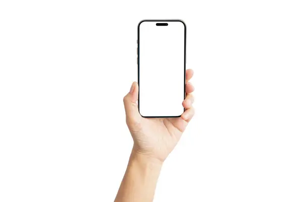 Beyaz cep telefonunu tutan bir el. Boşluk ve yalnızlık kavramı