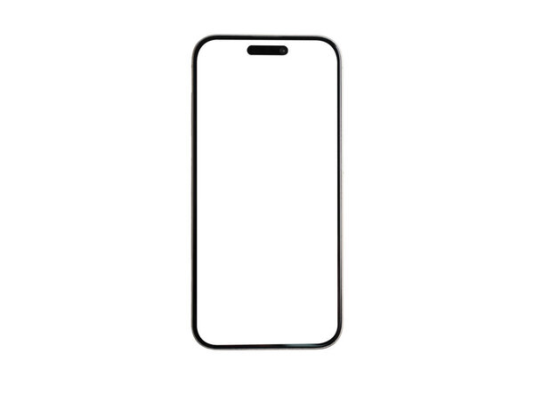 A phone with a black case and a white background. The phone is empty and has no apps or icons