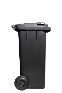 Siyah Wheelie Bin Beyaz Arkaplanda İzole Edildi