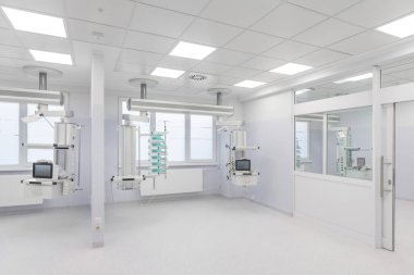 Hastanedeki hastalar için ameliyat sonrası odası, ekipmanlı. Ameliyattan sonra hastalar için yoğun bakım odası.