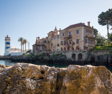 Portekiz, Cascais 'deki Santa Marta Deniz Feneri ve Sahil Binaları
