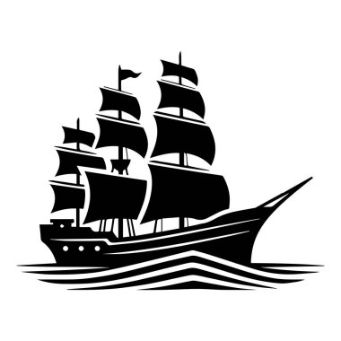 Denizcilik Maceraları için Kalın Korsan Gemisi Siluet Vektörü