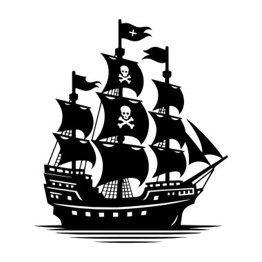 Efsanevi Korsan Gemisi Siluet Görüntü Tarihi Denizcilik Titreşimleri