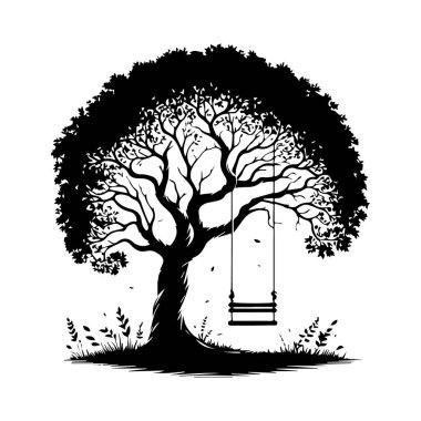 Çarpıcı Sonbahar Ağacı Silueti Düşen Yapraklarla