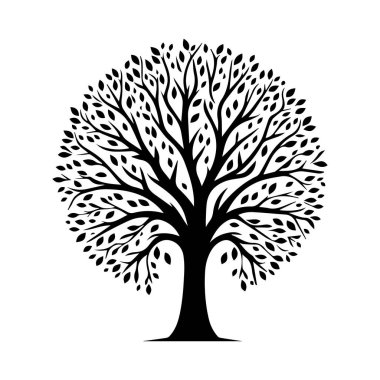 Grafik Tasarımları için Kalın ve Sanatsal Ağaç Silueti