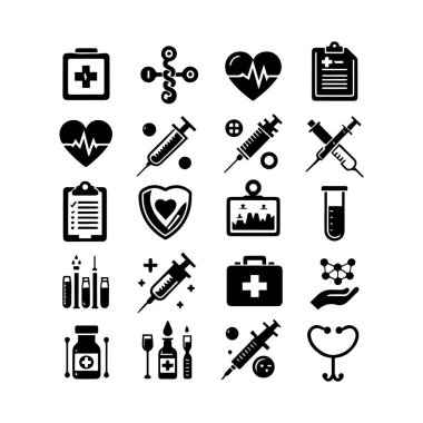 Sağlık Hizmetleri Özellikleri Simge Paketi Tıbbi Araçlar ve Semboller 1
