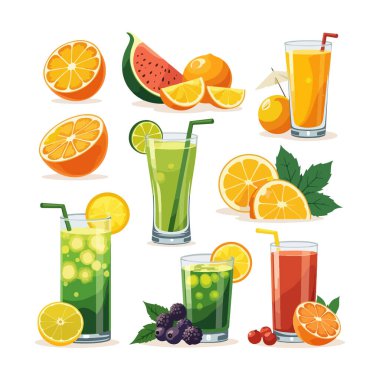 Cam vektör tarzında taze meyve suyu