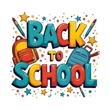 Okula Dönüş Çizgi Filmi Vektör İllüstrasyonu