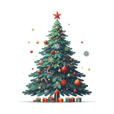 A decorated christmas tree design, clipart