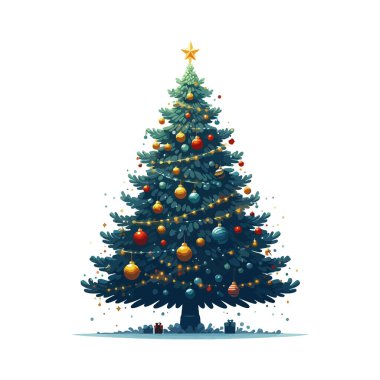 A decorated christmas tree design, clipart