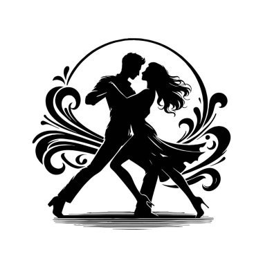 Timeless Love in Dance: Romantic Couple Dance Silhouette Icon Vector clipart