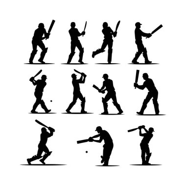 Power Play Cricket Silhouette Vector Art clipart