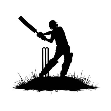 Power Play Cricket Silhouette Vector Art clipart