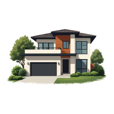 Emlak ve emlak kavramı için modern mimari cazibe evi illüstrasyon vektörü