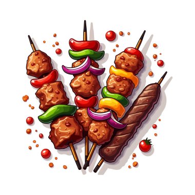 BBQ Izgara Gıda Kavramsal Vektör İllüstrasyonu
