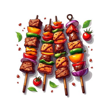 BBQ Izgara Gıda Kavramsal Vektör İllüstrasyonu