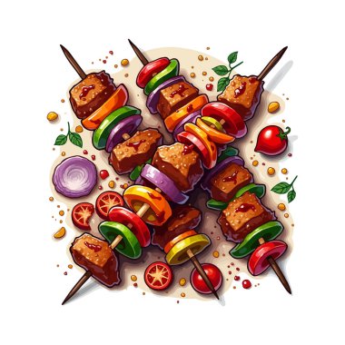 BBQ Izgara Gıda Kavramsal Vektör İllüstrasyonu