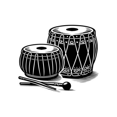 Geleneksel Zarafetle Karmaşık Tabla Siluet Vektör İllüstrasyonu