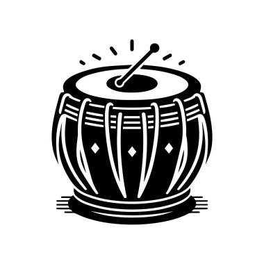 Geleneksel Zarafetle Karmaşık Tabla Siluet Vektör İllüstrasyonu