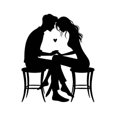 Sevgili bir çiftin romantik silueti: Sevgililer Günü tasarımları için mükemmel vektör sanatı