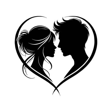 Sevgili bir çiftin romantik silueti: Sevgililer Günü tasarımları için mükemmel vektör sanatı