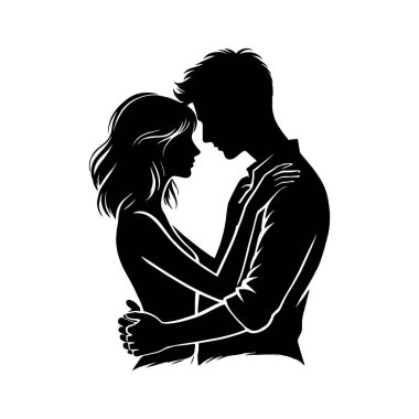 Sevgili bir çiftin romantik silueti: Sevgililer Günü tasarımları için mükemmel vektör sanatı