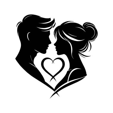 Sevgili bir çiftin romantik silueti: Sevgililer Günü tasarımları için mükemmel vektör sanatı
