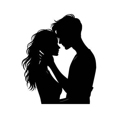 Sevgili bir çiftin romantik silueti: Sevgililer Günü tasarımları için mükemmel vektör sanatı