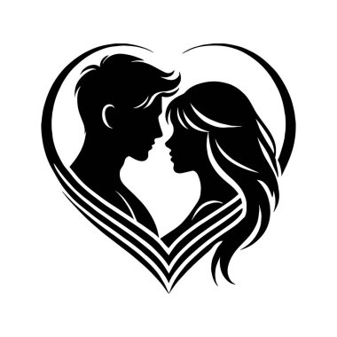 Sevgili bir çiftin romantik silueti: Sevgililer Günü tasarımları için mükemmel vektör sanatı