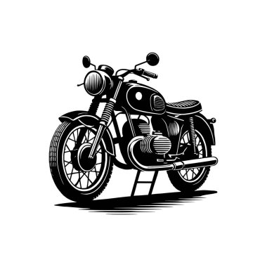 Klasik motosiklet silueti. Klasik tasarımlar için retro motor vektör çizimi