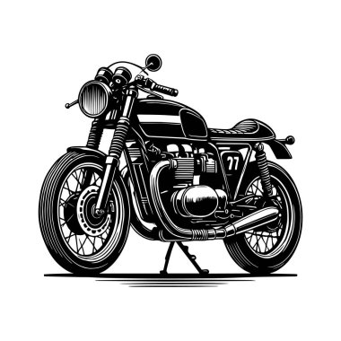 Klasik motosiklet silueti. Klasik tasarımlar için retro motor vektör çizimi