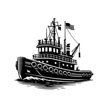Balıkçı tekneleri siluet vektör çizimi