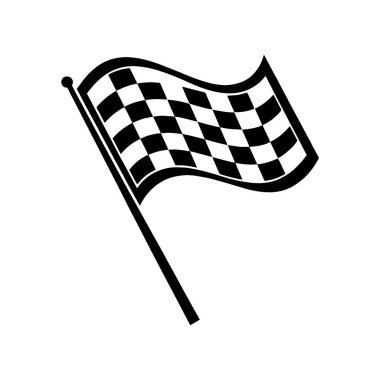 İki çapraz kareli bayrak silueti. Yarış bayrağı vektörü. Spor ve bitiş çizimleri için mükemmel..