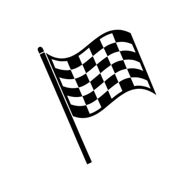 İki çapraz kareli bayrak silueti. Yarış bayrağı vektörü. Spor ve bitiş çizimleri için mükemmel..