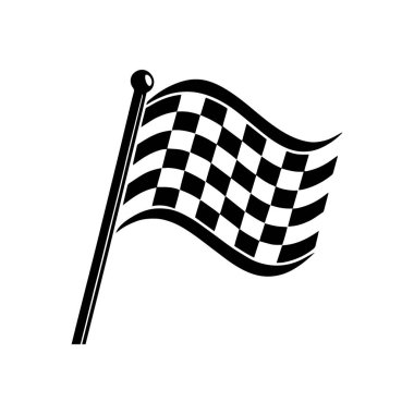 İki çapraz kareli bayrak silueti. Yarış bayrağı vektörü. Spor ve bitiş çizimleri için mükemmel..