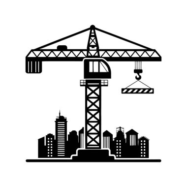 Beyaz arkaplanda vinç silueti çizimi