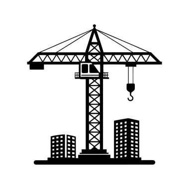 Beyaz arkaplanda vinç silueti çizimi