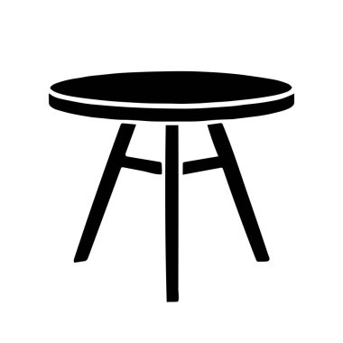 Beyaz arkaplanda yuvarlak masa silueti vektör çizimi