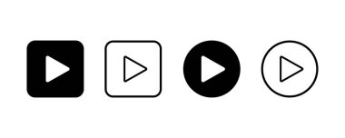 Simge setini oynat. Çal düğmesi simgesi. Vektör illüstrasyonu