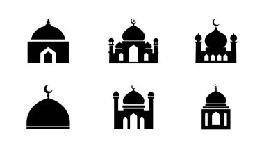 Cami silueti hazır. Zarif siyah cami simgesi. İslami mimari ve dini temalar için tasarım şablonu. vektör illüstrasyonu