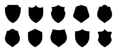 Kalkan silueti ve rozet simgesi vektör çizimi