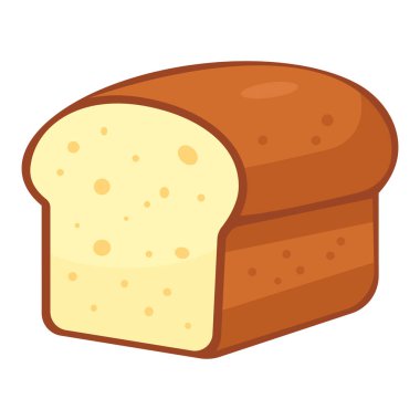 Yumuşak ekmek somunu vektör çizimi, beyaz arkaplanda izole edilmiş çizgi film yemek simgesi