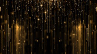 Soyut altın parçacıkları. 3 boyutlu illüstrasyon. 3d oluşturma.