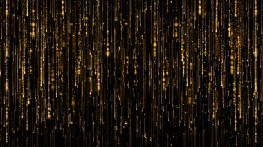 Siyah zemin üzerinde altın parıltı parçacıkları. Işıl ışıl altın dokular. vektör tatil arkaplanı