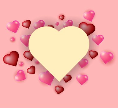 Merkezinde kocaman bir kalp olan farklı kalpler.